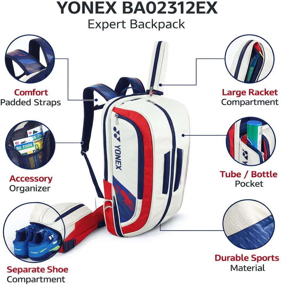 YONEX EXPERT BACK PACK BA02312EX WHITE/RED