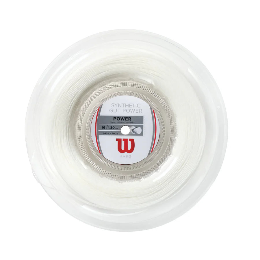 WILSON SYNTHETIC GUT POWER 16 TENNIS STRING 200M REEL WHITE
