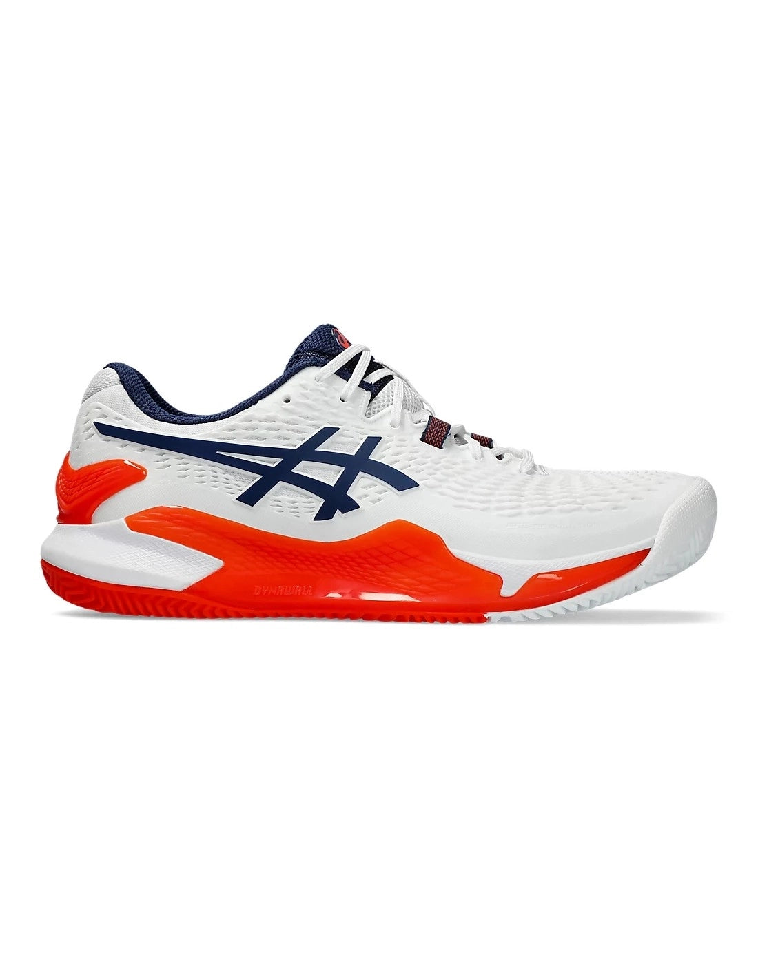 ASICS GEL-RESOLUTION 9 CLAY TENNIS SHOES WHITE/ORANGE