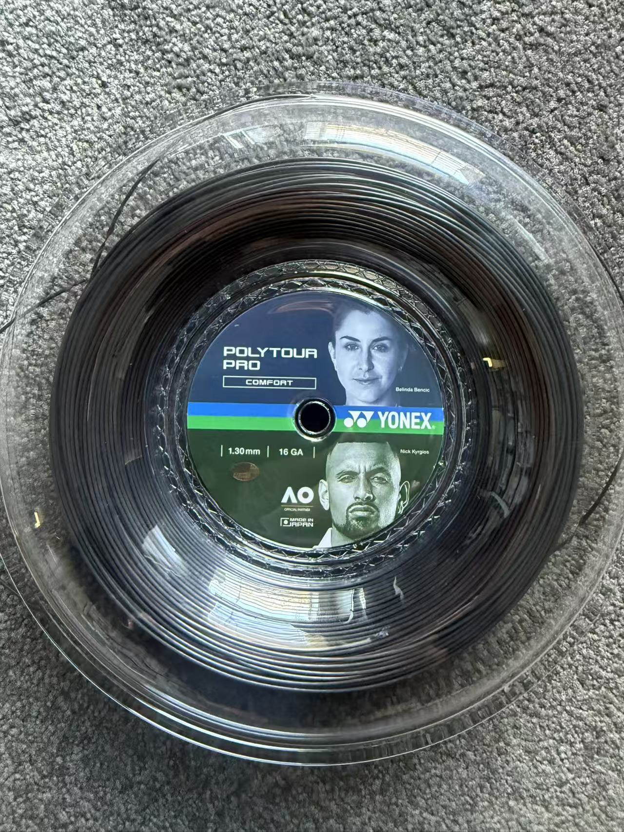 Yonex Tennis String Poly Tour Pro 125 /130 200M Reel Black