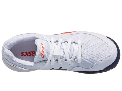 Asics Gel Resolution 9 GS Clay White/Blue Junior Tennis Shoe