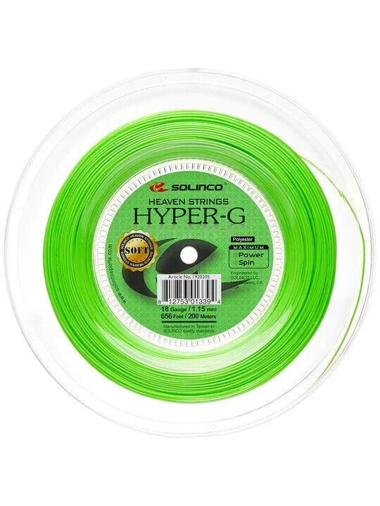 Solinco HYPER-G Soft 1.15mm/18 200M ReelTennis String Green 1920205