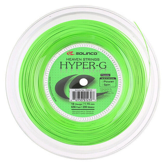 Solinco HYPER-G 1.15mm/18  200M Reel Power Spin Tennis String Green 192105
