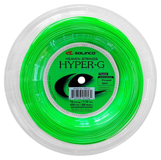 Solinco HYPER-G 1.10mm/19 Gauge 200M Reel Power Spin Tennis String Green