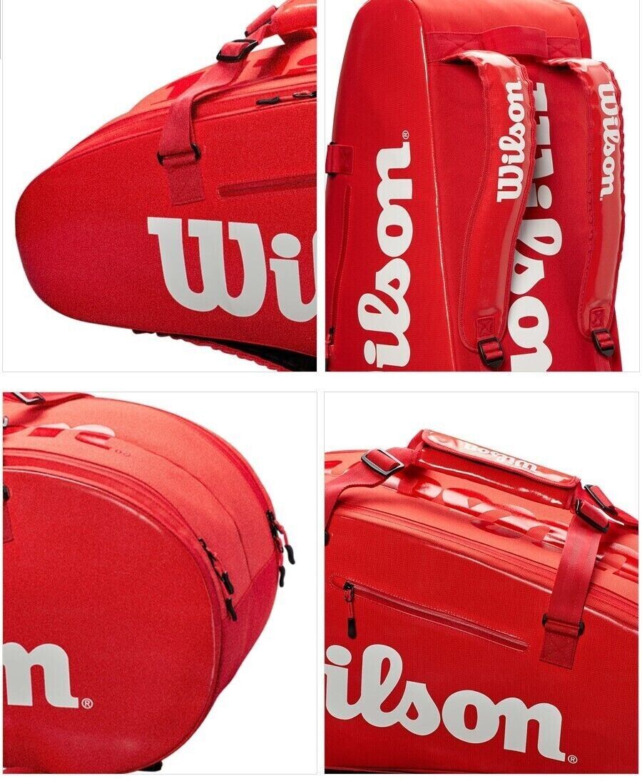 New Wilson SUPER TOUR 2 COMP Large 9 Tennis Racquet Bag WRZ840809 Red (2019)