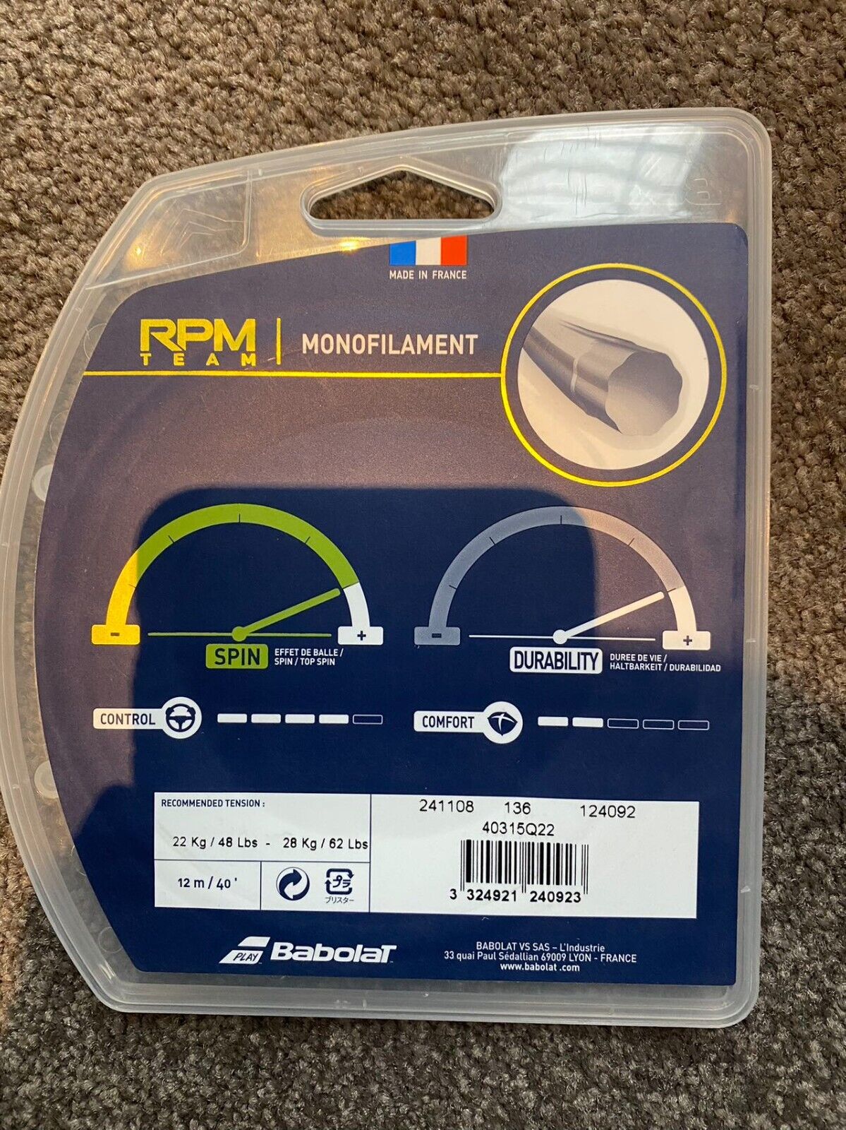 Babolat RPM Blast Team 17/1.25 12M Tennis String 12M Set Blue