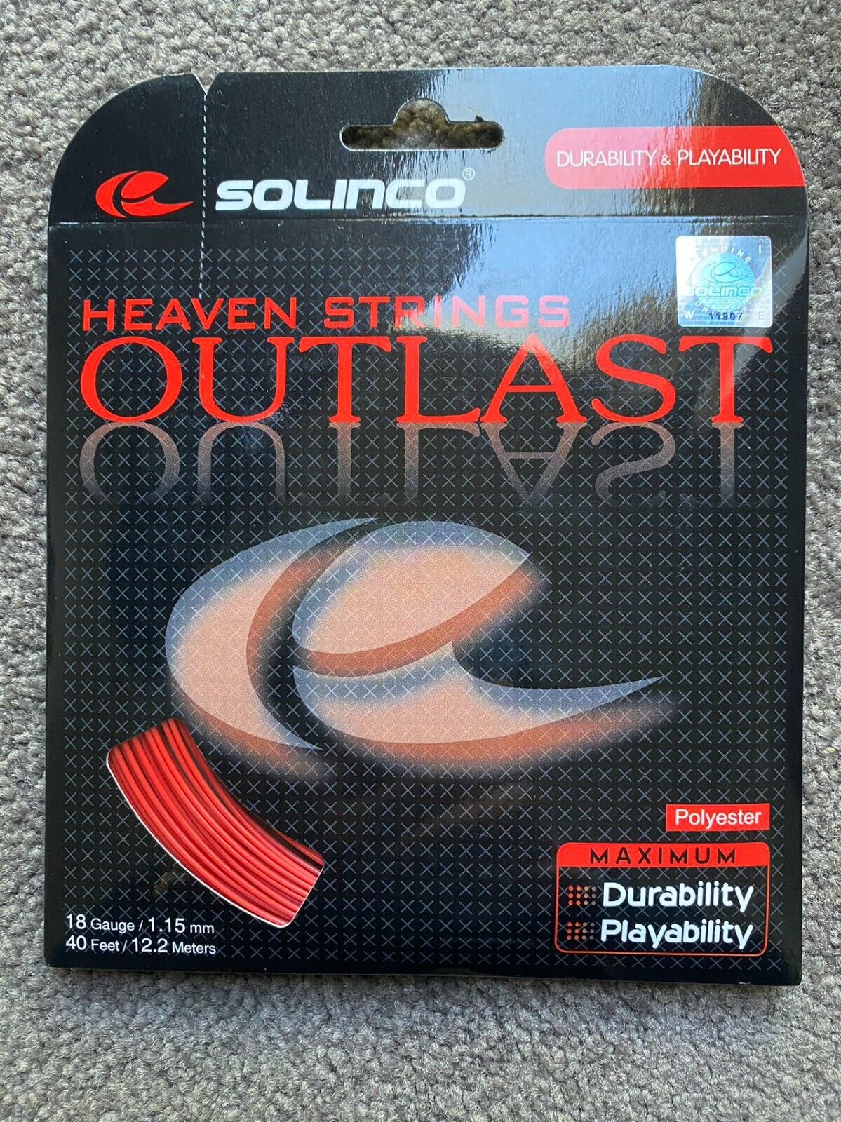 Solinco Outlast 1.15mm/18 12.2M Set Tennis String Red