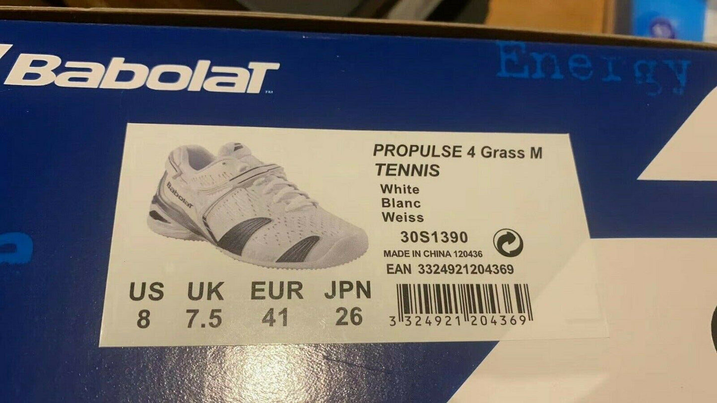 Babolat Mens Propulse 4 Grass Court Tennis Shoes White US 8 (EUR 41)