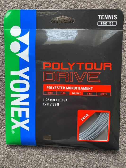 Yonex POLY TOUR Drive 125/16L Tennis string 12M Set  Silver   Made in Taiwan