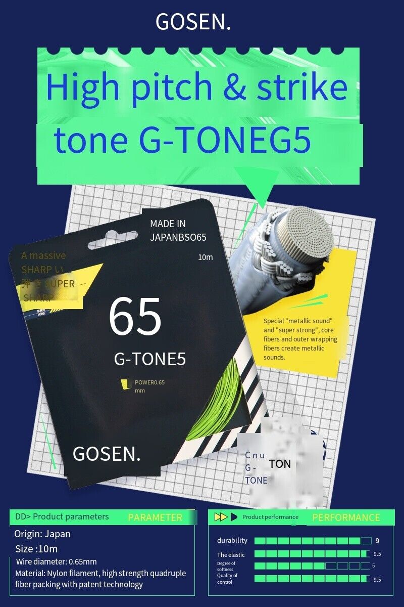 Gosen G-Tone5 65 Badminton String SET(10M) super sharp Salmon Pink Japan