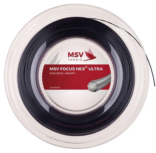 MSV Focus-Hex Ultra 19 1.10mm 200M Reel Tennis String Black