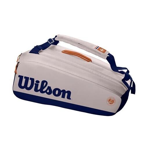 WILSON ROLAND GARROS PREMIUM 9 PACK  RACQUET BAG  OYSTER/NAVY WR8012601001