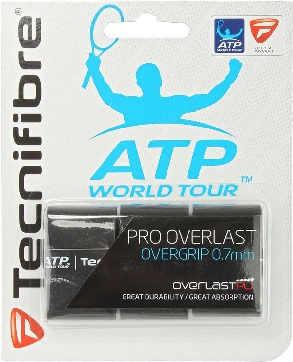 Tecnifibre Pro Over-last 0.7mm Tennis Over-grip 3 pack Black Great Durability