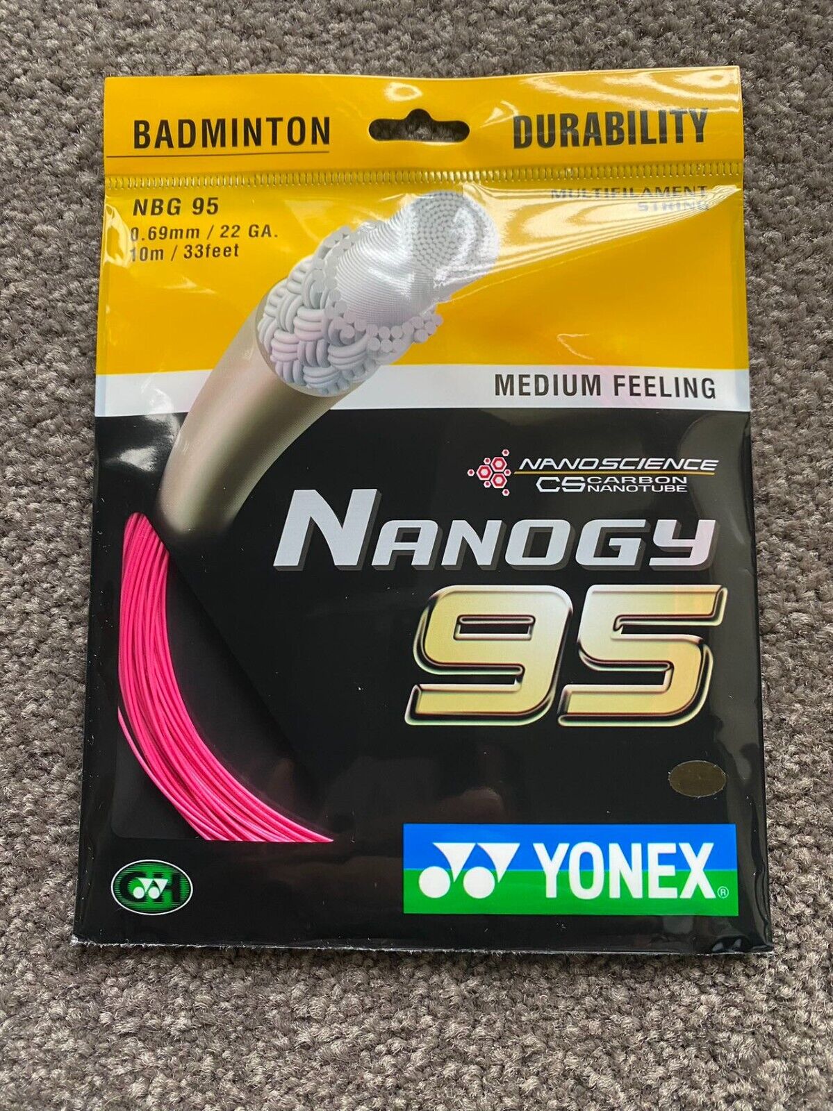 Yonex Nanogy 95 0.69mm Badminton string 10M Set Rouge Pink Made in Japan