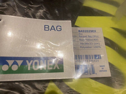 Yonex BA92029EX Pro Racquet Bag (9 Pcs) Black/Yellow (400)
