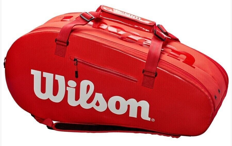 New Wilson SUPER TOUR 2 COMP Large 9 Tennis Racquet Bag WRZ840809 Red (2019)