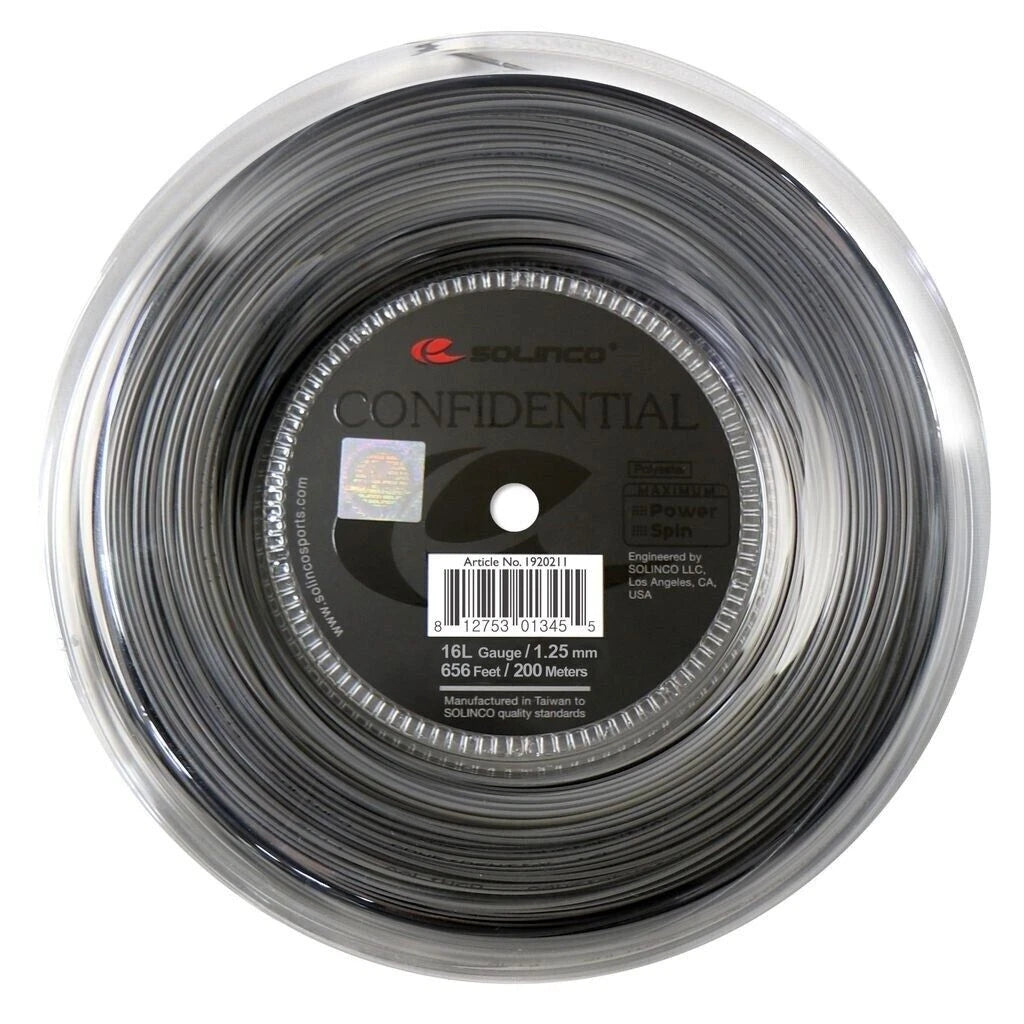 Solinco Confidential 1.25mm/16L 200M Reel Tennis String Dark Silver