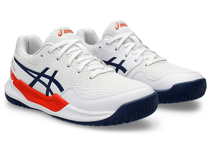 GEL-RESOLUTION 9 GRADE SCHOOL White/Blue Junior Tennis Shoe