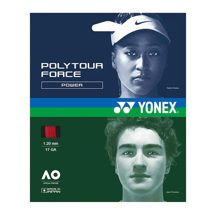 Yonex Poly Tour Force 17/1.20 Tennis String 12M set Ruby Red