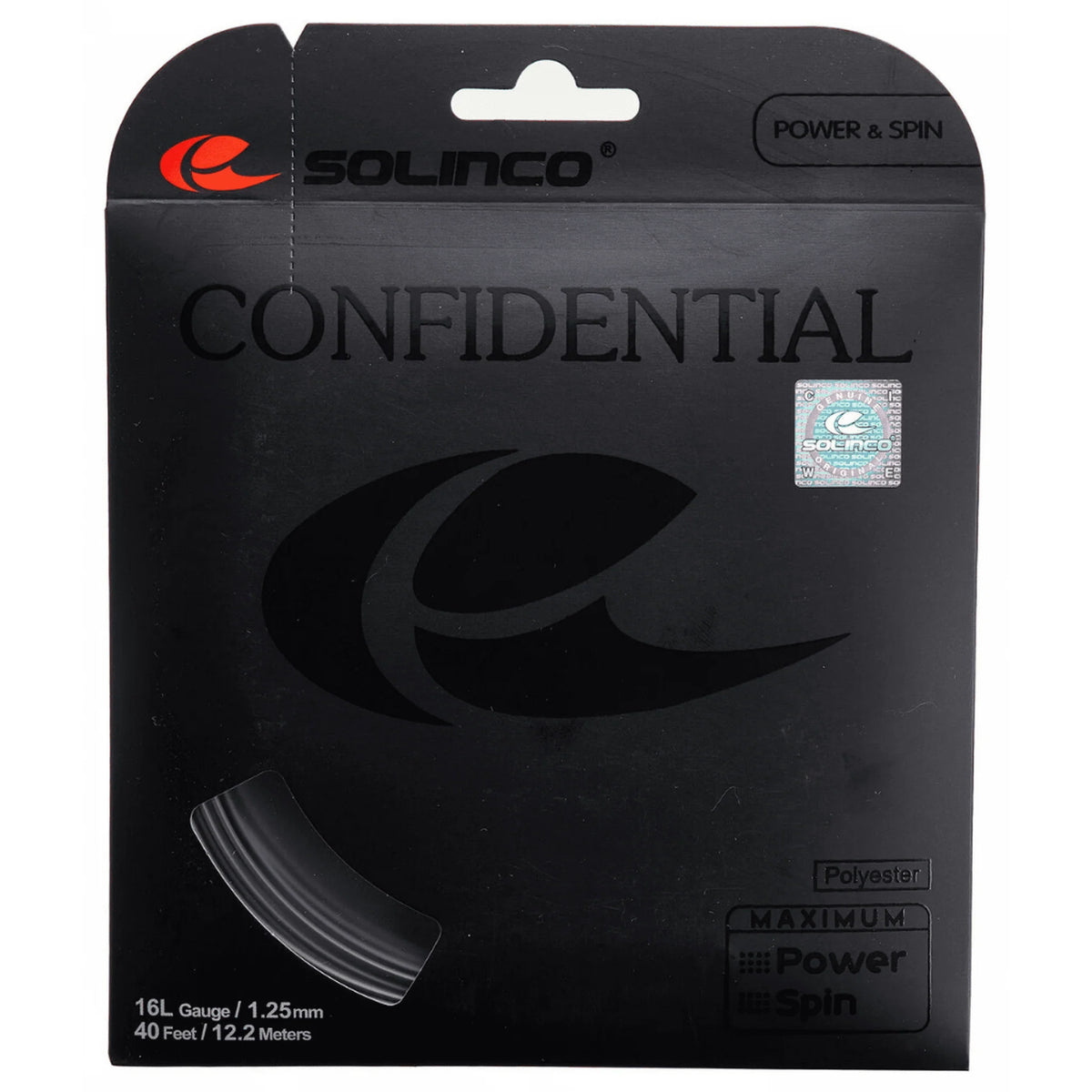 Solinco Confidential 1.25mm/16L  12.2M Set Tennis String Dark Silver