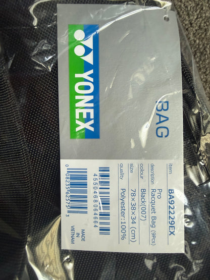 Yonex BA92229EX Pro Racquet Bag (9 Pcs) BLACK