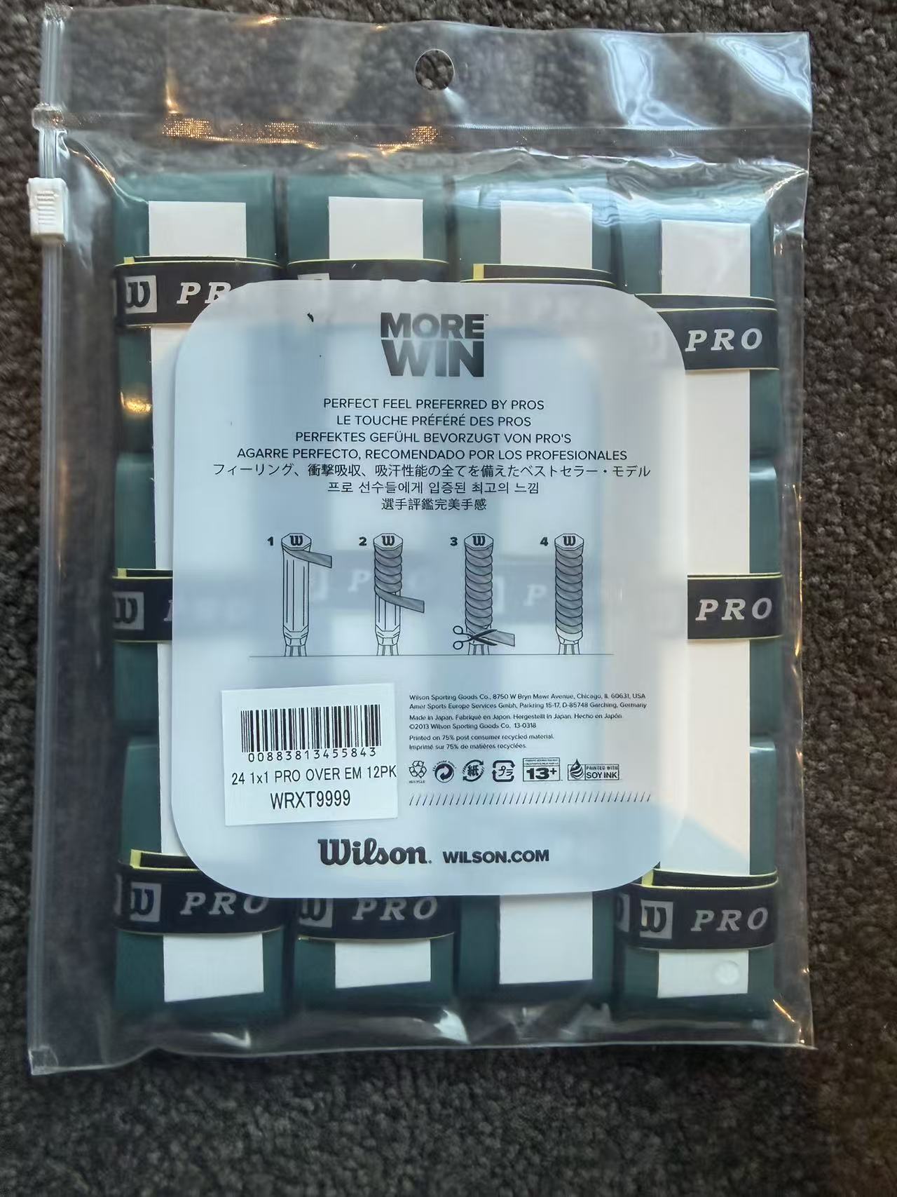 Wilson Tennis Pro Overgrip - 12 pack Green Japan Ver.