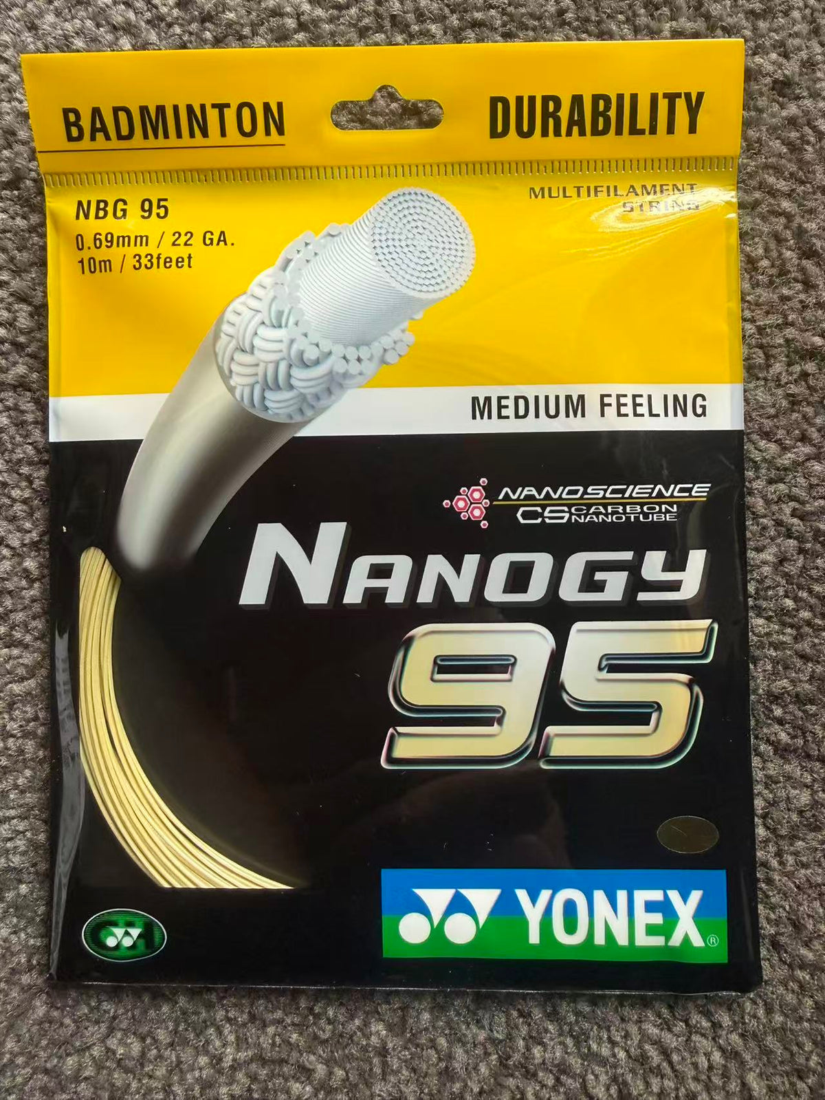 Yonex Nanogy 95 0.69mm Badminton string 10M Set Gold