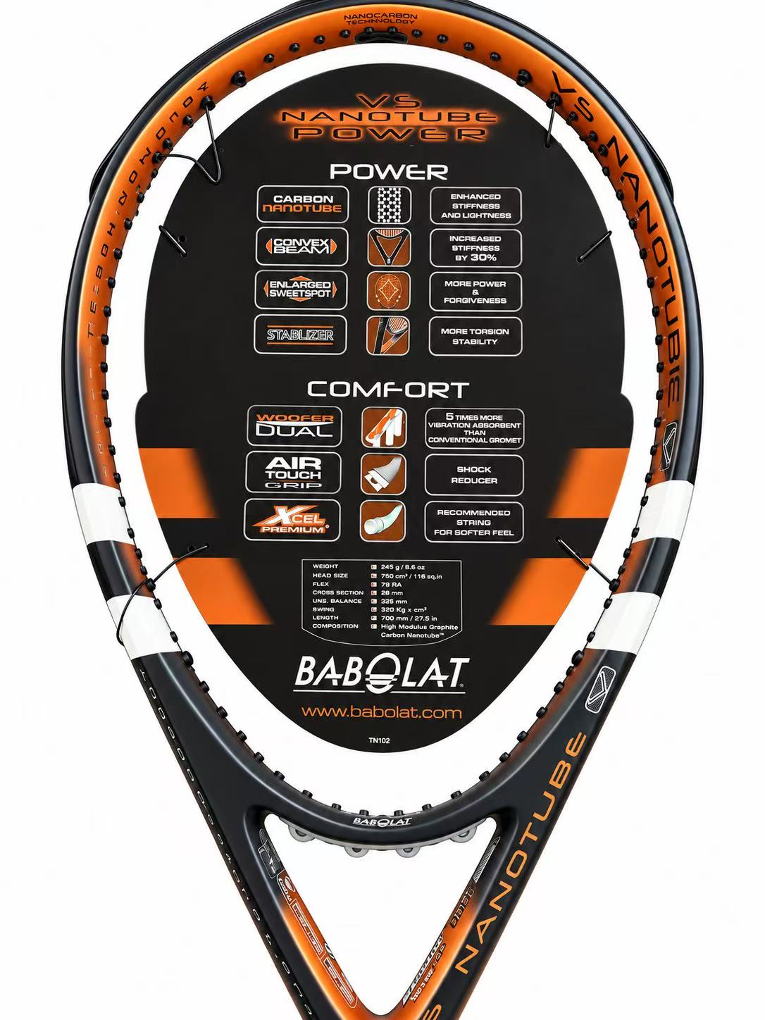 “NOS”Babolat 2002 VS Nanotube Power Tennis Racket  G3 4 3/8 Frame
