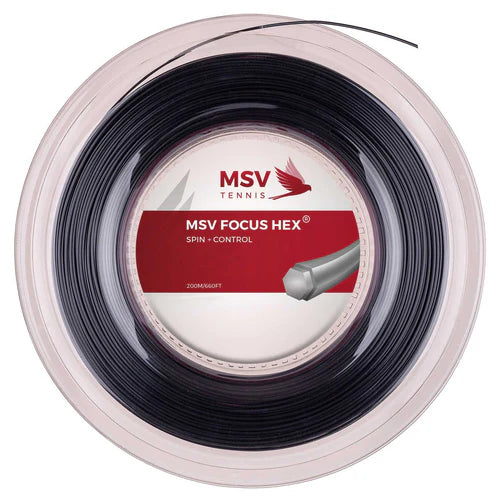 MSV FOCUS HEX 1.10mm 19 Tennis string 200m Reel Black