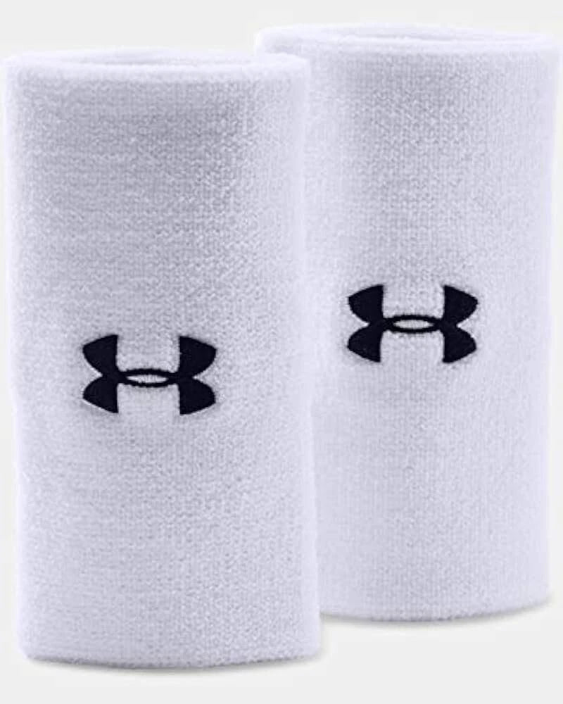 Under Armour Unisex 6-inch Performance Wristband 2-Pack White