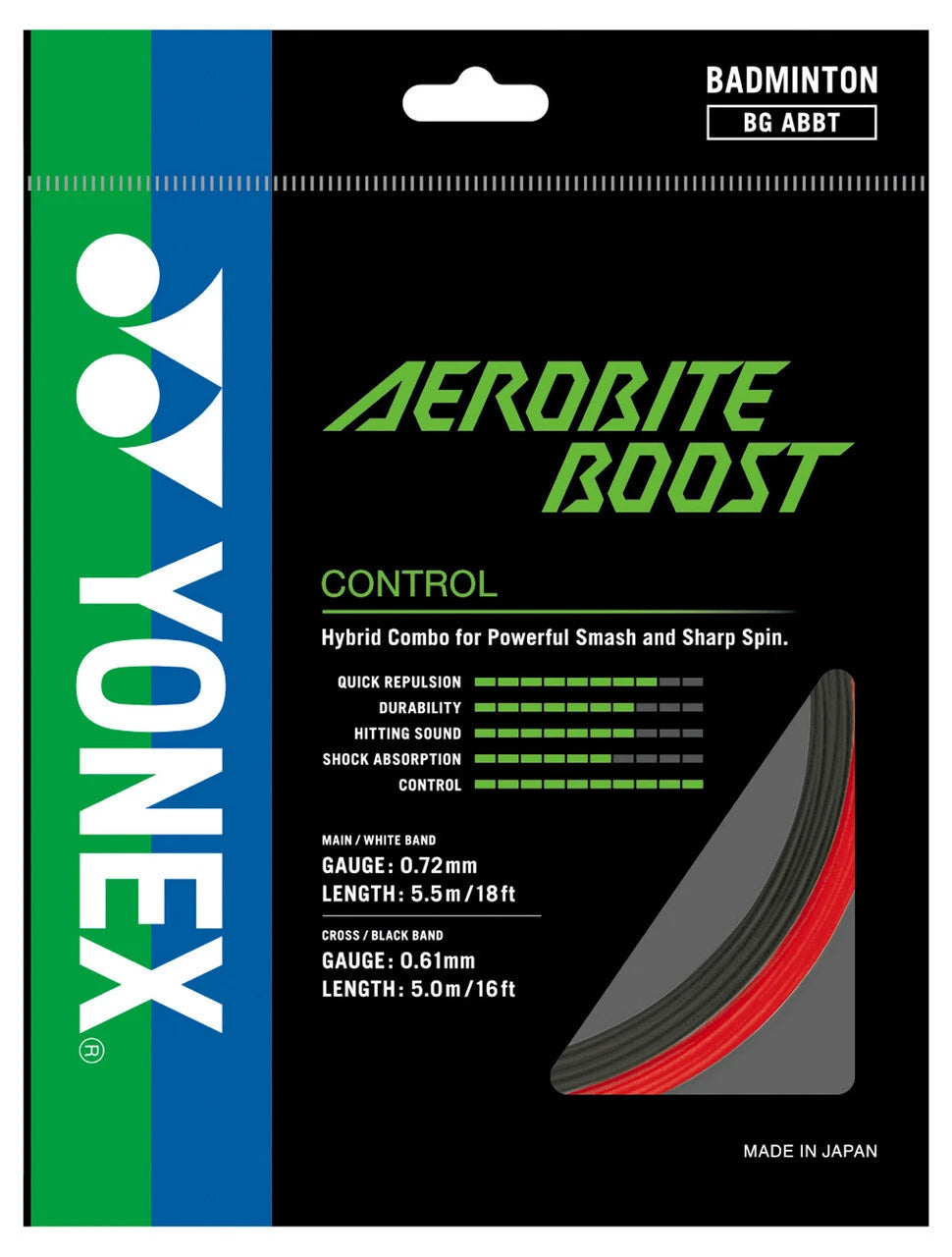 Yonex Aerobite Boost 0.72-0.61mm Badminton Hybrid Strings Set