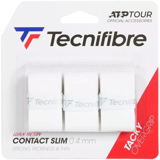 Tecnifibre CONTACT SLIM Tennis Racket Overgrips 0.4mm White 3 pack